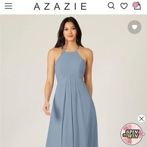 NWT. Azazie Sarah Dress. Dusty Blue. Size A6